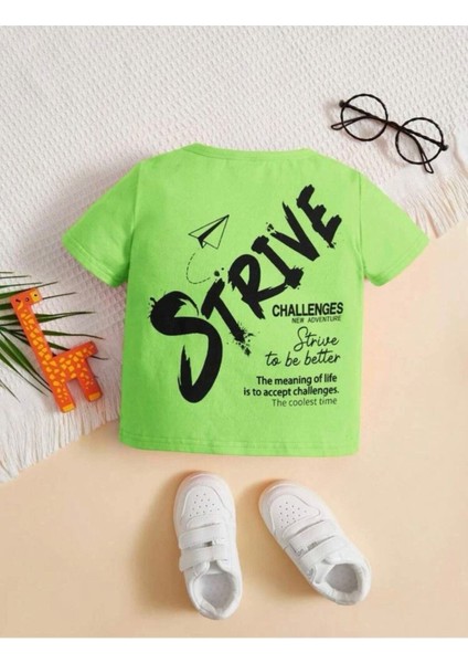 Strive Challenges Ön ve Arka Baskılı Oversize Çocuk T-Shirt