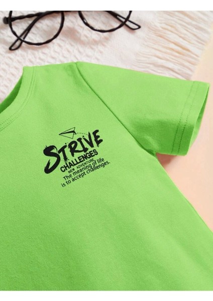 Strive Challenges Ön ve Arka Baskılı Oversize Çocuk T-Shirt fiyatları