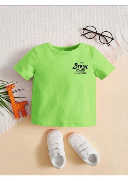 Strive Challenges Ön ve Arka Baskılı Oversize Çocuk T-Shirt modelleri