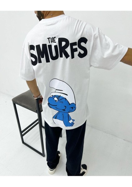 The Smurfs Baskılı Oversize Unisex Pamuk T-Shirt fiyatları