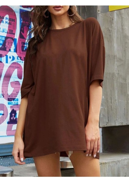 Unisex Düz Renk Baskısız Oversize T-Shirt modelleri