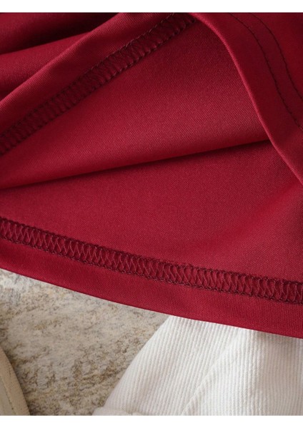 Kadın Bordo Mantar Baskılı Oversize Pamuk T-Shirt fırsatları