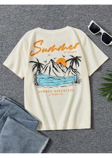 Kids Summer Adventure Oversize Bisiklet Yaka T-Shirt