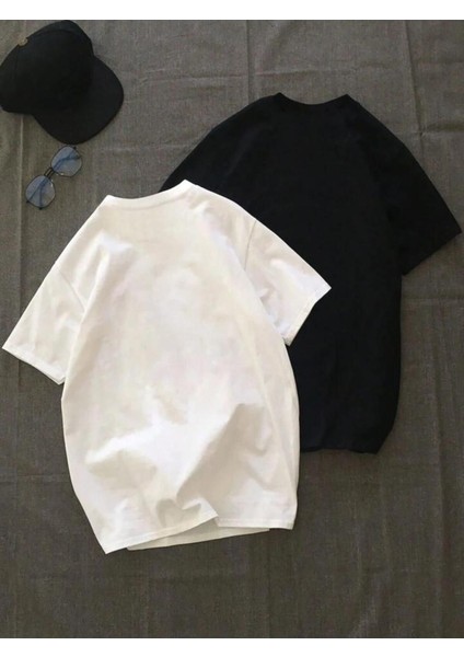 Unisex Sorryımbusy Baskılı Oversize 2'li Set %100 Pamuk T-Shirt fiyatları