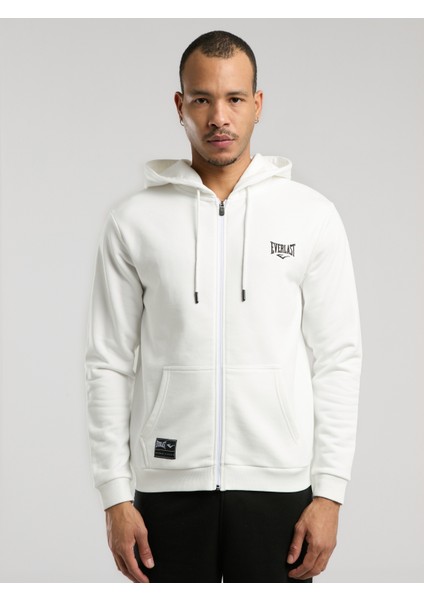 Ever Essentials Regular Beyaz Erkek Kapüşonlu Full Zip Sweatshirt