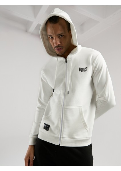Ever Essentials Regular Beyaz Erkek Kapüşonlu Full Zip Sweatshirt modelleri