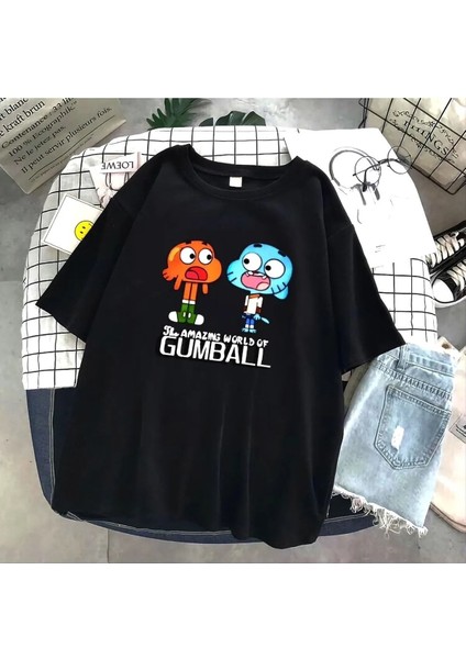 Kids Gumball Baskılı Oversize Pamuk Çocuk T-Shirt