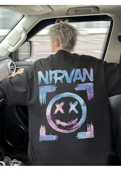 Unisex Nirvan Baskılı Oversize %100 Pamuk T-Shirt