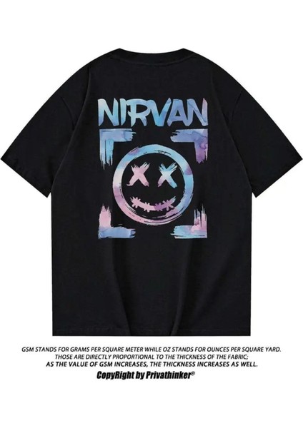 Unisex Nirvan Baskılı Oversize %100 Pamuk T-Shirt fırsatları