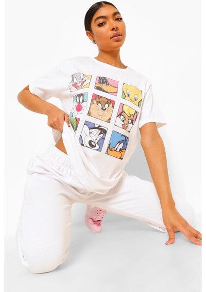 Looney Tunes Karakterler Baskılı Oversize T-Shirt