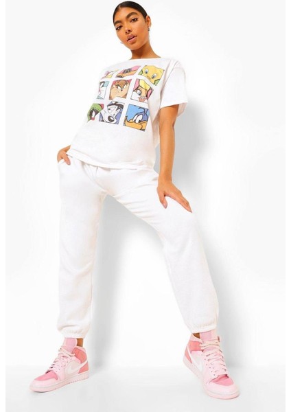 Looney Tunes Karakterler Baskılı Oversize T-Shirt modelleri