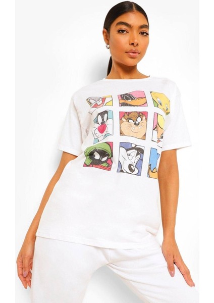 Looney Tunes Karakterler Baskılı Oversize T-Shirt fırsatları