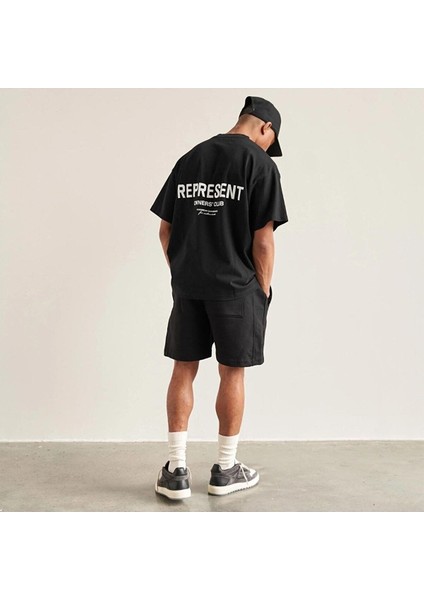 Erkek Represent Baskılı Bisiklet Yaka Oversize Tshirt