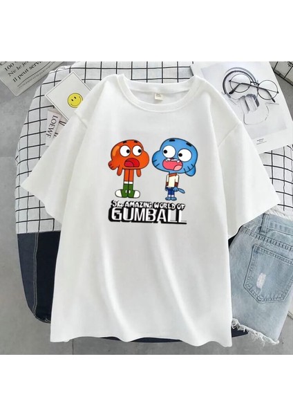 Kids Gumball Baskılı Oversize Pamuk Çocuk T-Shirt