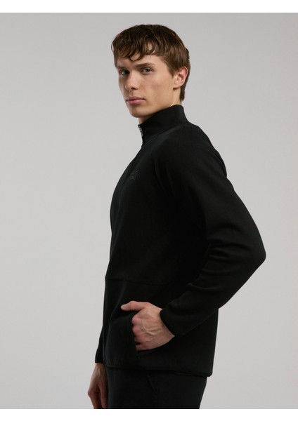 Ever Relaxed Regular Siyah Yüksek Yaka Erkek Full Zip Sweatshirt modelleri