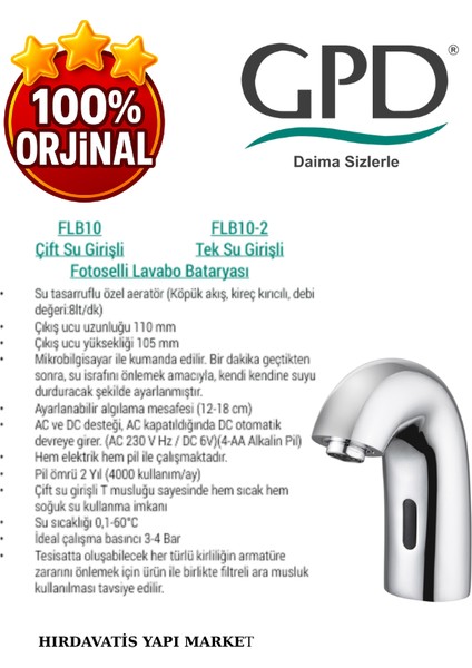 FLB10-2 Fotoselli Lavabo Bataryası (Tek Su Girişli) fırsatları