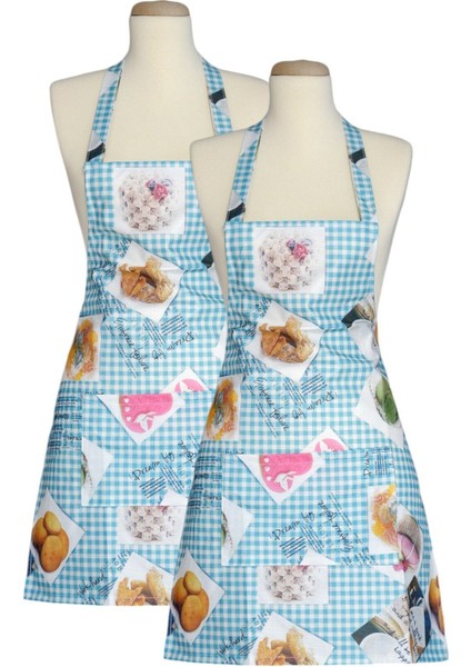 Iki Adet Yeşil Sıvı Geçirmez Mutfak Önlüğü Seti