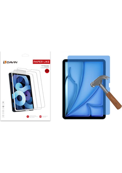iPad Air 11 2024 Kağıt Hisli Mat ​​​​​​​​​​​​​​​uyumlu Davin Paper Like Ekran Koruyucu-Şeffaf