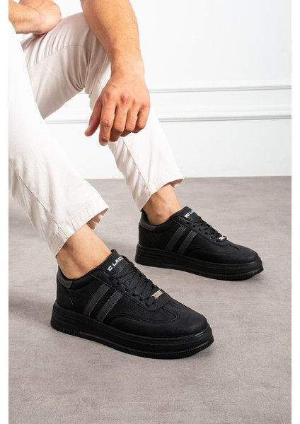 Erkek Siyah Füme Sneaker Günlük Spor Ayakkabı Yüksek Taban Rahat Tasarım X35