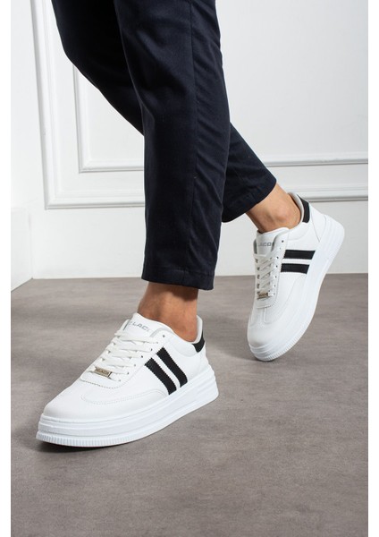Erkek Beyaz Siyah Sneaker Günlük Spor Ayakkabı Yüksek Taban Rahat Tasarım X35 fırsatları
