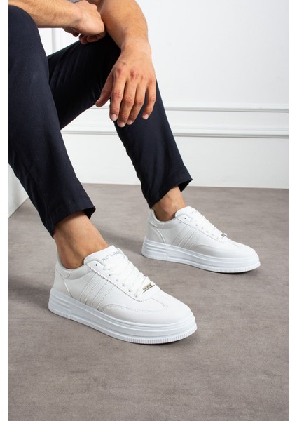 Erkek Beyaz Sneaker Günlük Spor Ayakkabı Yüksek Taban Rahat Tasarım X35