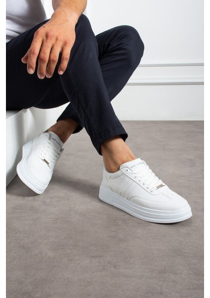 Erkek Beyaz Sneaker Günlük Spor Ayakkabı Yüksek Taban Rahat Tasarım X35 fiyatları