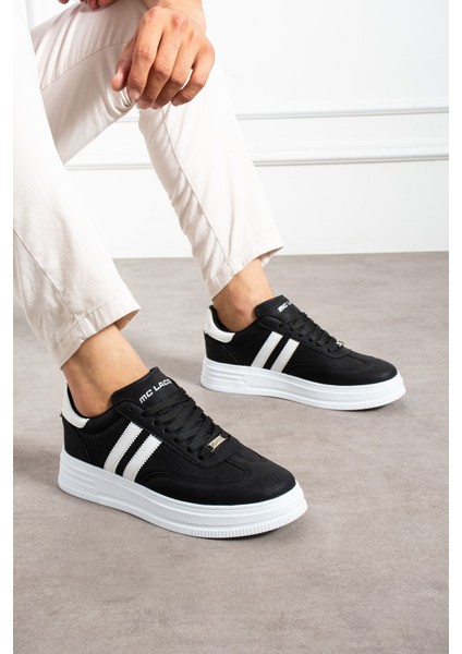 Erkek Beyaz Siyah Sneaker Günlük Spor Ayakkabı Yüksek Taban Rahat Tasarım X35