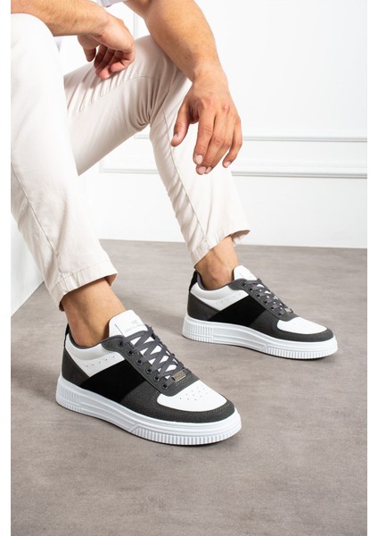 Erkek Beyaz Füme Sneaker Günlük Spor Ayakkabı Yüksek Taban Rahat Tasarım F32