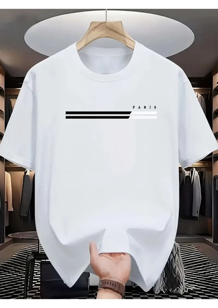 Unisex Paris Baskılı Oversize %100 Pamuk T-Shirt