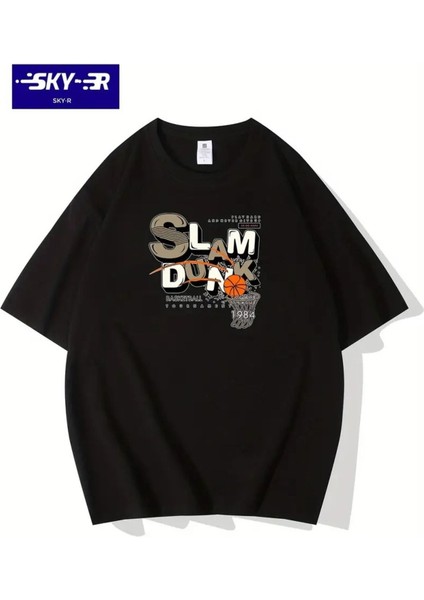 Unisex Slam Dunk Basketbol Baskılı Oversize %100 Pamuk T-Shirt modelleri