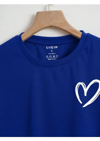 Çocuk Kalp Baskılı Oversize Crop T-Shirt modelleri