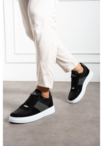 Erkek Siyah Füme Beyaz Sneaker Günlük Spor Ayakkabı Yüksek Taban Rahat Tasarım F32 fırsatları