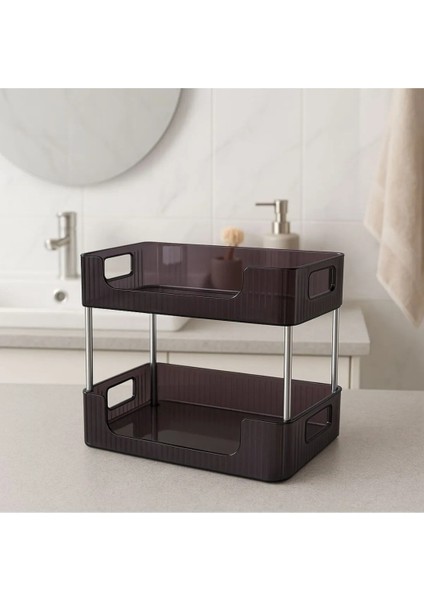 2 Katlı Makyaj Organizeri Plastik Metal Çubuklu