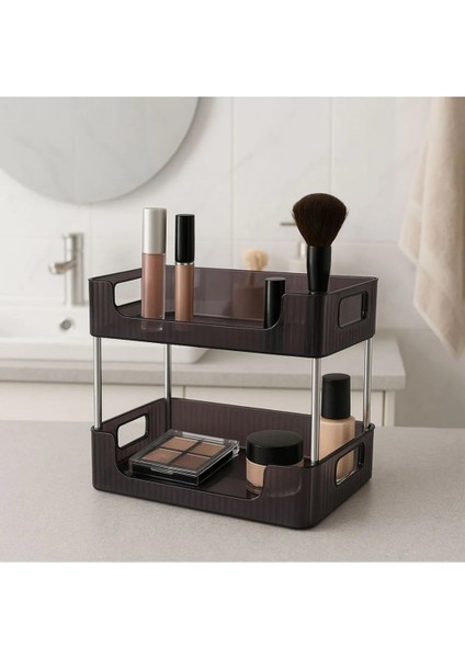 2 Katlı Makyaj Organizeri Plastik Metal Çubuklu fiyatları