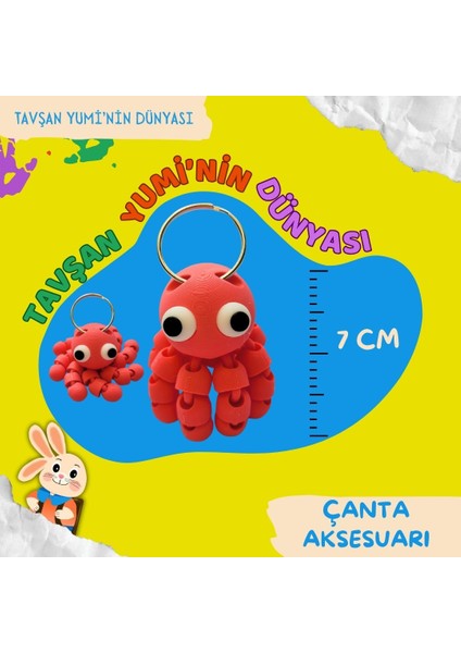 Çanta Aksesuarı Ahtapot - Hareketli Oyuncak 7 cm