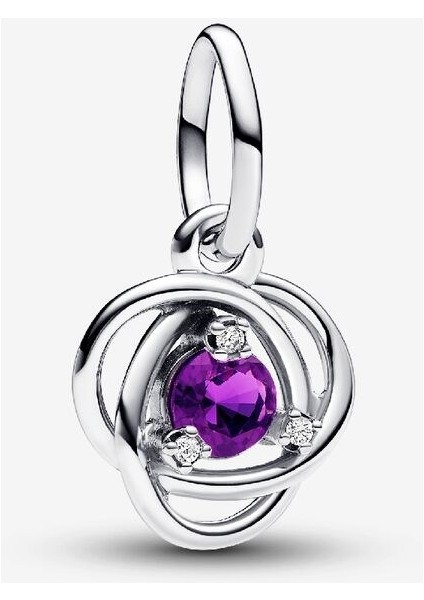 Mor Sonsuz Halka Sallantılı Charm 925 Ayar Gümüş