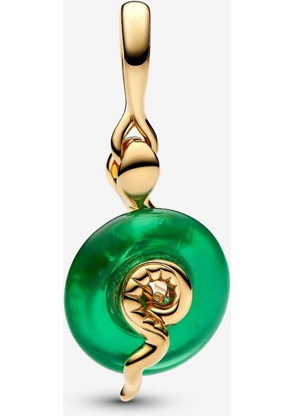 Yılan Figürlü Yeşil Murano Camı Sallantılı Charm 14 Ayar Altın Kaplama fiyatları