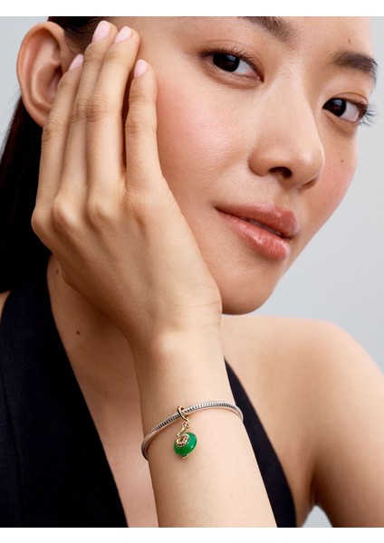 Yılan Figürlü Yeşil Murano Camı Sallantılı Charm 14 Ayar Altın Kaplama fırsatları