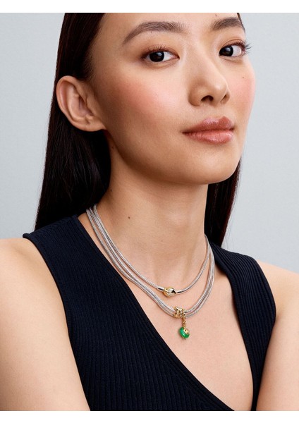 Yılan Figürlü Yeşil Murano Camı Sallantılı Charm 14 Ayar Altın Kaplama indirimleri