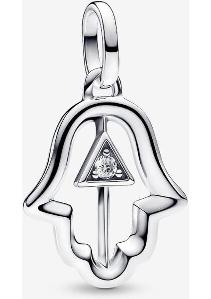 Hamsa Eli Madalyon Charm 925 Ayar Gümüş