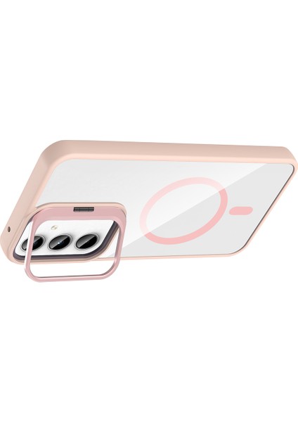 Samsung Galaxy A06 Kılıf Kamera Korumalı Magsafe Şeffaf Renkli Kenar Standlı + Lens Koruyucu fiyatları