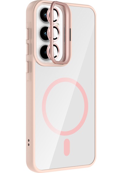 Samsung Galaxy A06 Kılıf Kamera Korumalı Magsafe Şeffaf Renkli Kenar Standlı + Lens Koruyucu modelleri