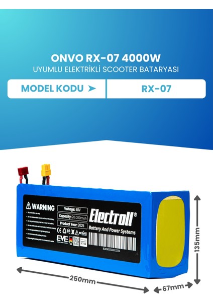 Onvo Rx-07 4000W 60V 20AH Elektrikli Scooter Bataryası fiyatları