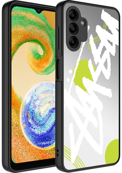 Galaxy A04S Kılıf Aynalı Desenli Kamera Korumalı Parlak Arth Mirror Kapak-Yazı
