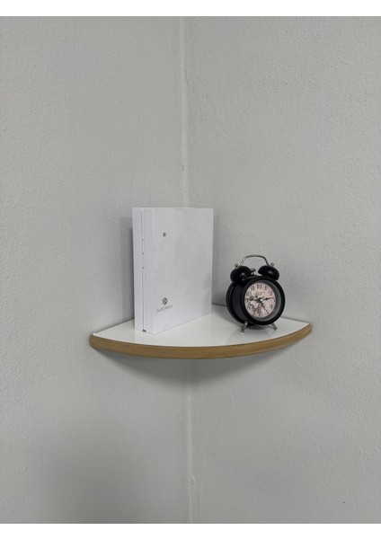 Köşe Rafı Oval Kenarlı 25CM 1 Adet Estetik ve Pratik Mutfak Banyo Salon Çalışma ve Oturma Odası Rafı