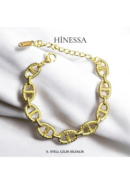Çelik Paslanmaz Halka Desenli Şık Bileklik Gold