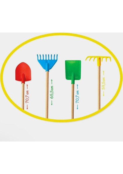 - Bahçe Oyuncakları Park -Kum Oyun Kürek Tırmık 4 Lü Set
