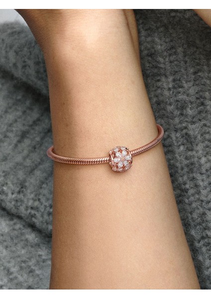 Işıltılı Herbaryum Yuvarlak Charm 14 Ayar Pembe Altın Kaplama fırsatları