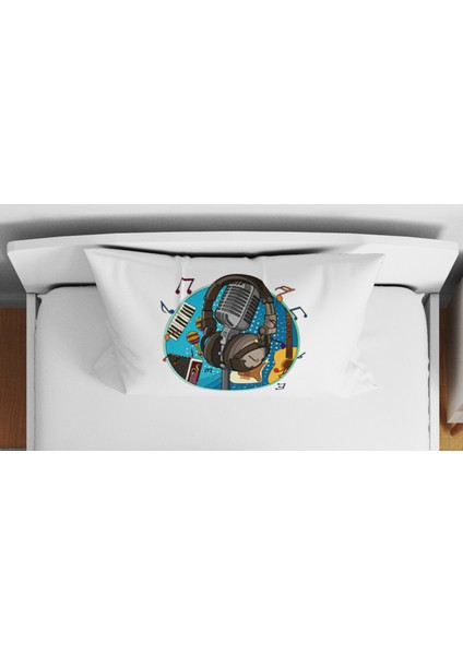 Müzik Nota Music 3D Dijital Baskılı Tek Kişilik Çarşafsız Genç Nevresim Takımı