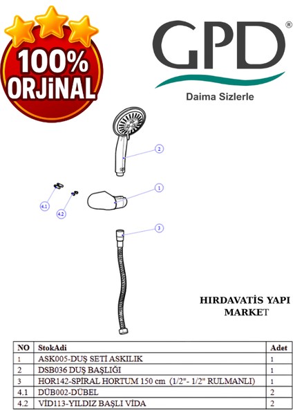 DST43 Askılı Duş Seti (3 Fonksiyonlu Ø110) indirimleri